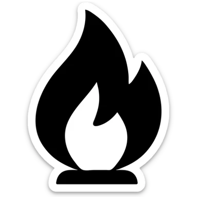 abstract flame shape, geometric style, solid black fill sticker