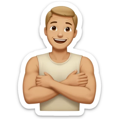 Arms crossed choking neck laughing guy￼￼ sticker