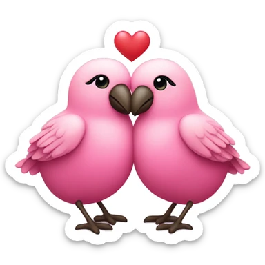 Two pink birds are hugging each other and are forming a heart shape expressing love and affection  sticker