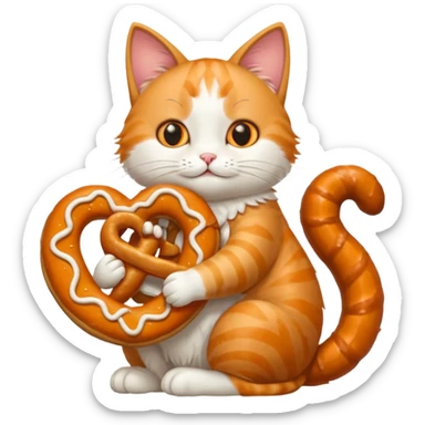 Hugging cat with pretzel sticker