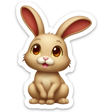 Cute,Shiny, Brown, Normal-type-Ground-type Tan-Rabbit-Fakémon with Dark-Red eyes, beige ears, beige belly, beige paws, beige feet, full body sticker