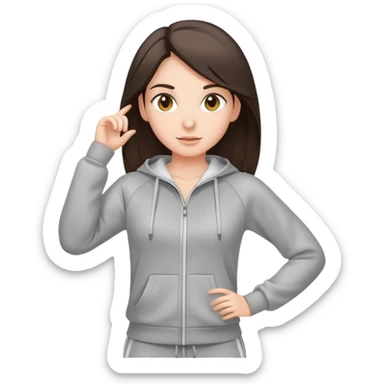 Brunette wearing gray tracksuit  sticker