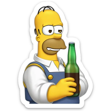 Homer Simson boit une bière sticker
