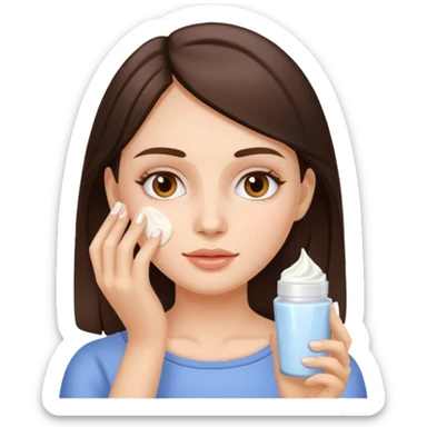 brunette girl applies cream to her face sticker
