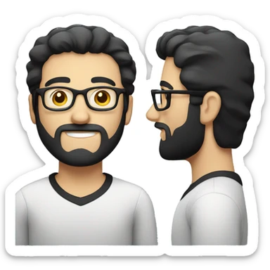 Tall white man with black hair a short beard wearing glasses sticker