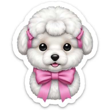 Bichon with pink ribbon sticker