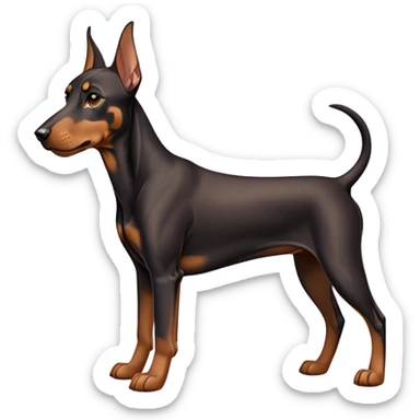 cinematic-noble-doberman puppy-full body-emoji on all fours,-poised-and-regal,-with-a-strong,-athletic-build-and-a-lustrous,-well-groomed-black and tan fur,-deep-set-soulful-brown-eyes,-simplified-yet-sharp-and-sophisticated-features,-highly-detailed, sticker