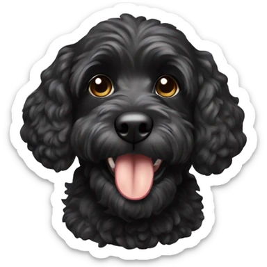 Black cockapoo with old boot in mouth sticker