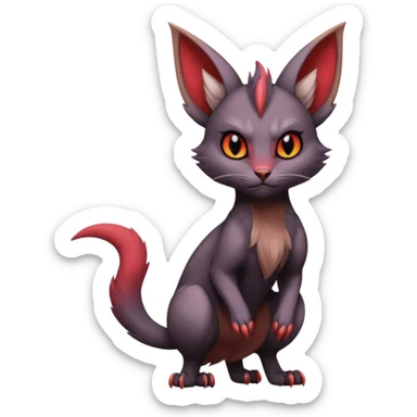dark cute handsome elegant beautiful realistic dull pointy edgy Noivern-Noibat-Purloin-Torracat-Lykoi-Caracal-cat-Fakemon-fusion-hybrid-creature sticker