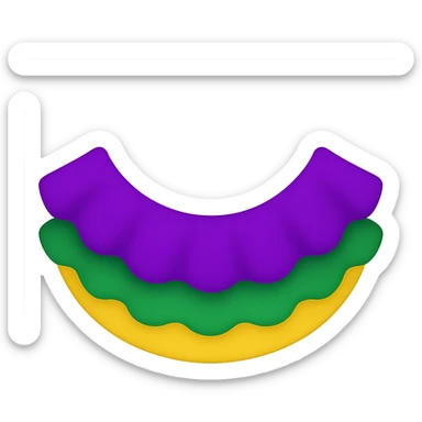 Simplify the Mardi Gras collar to basic purple, green, and gold ruffles in an emoji style. Keep the transparent background. sticker