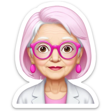 blunt grand maa with pink spects and white hair sticker