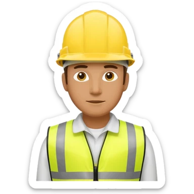 Guy with yellow reflective vest and white protection helmet sticker
