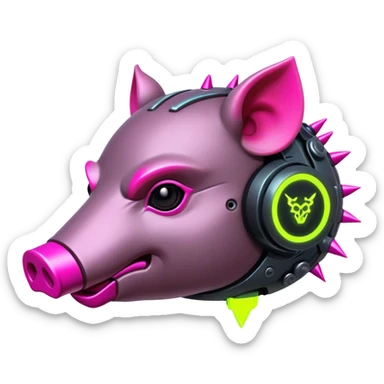 cyberpunk hog with neon sticker