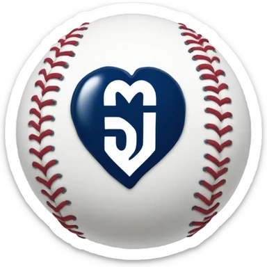 Baseball heart with navy Blue N on it sticker