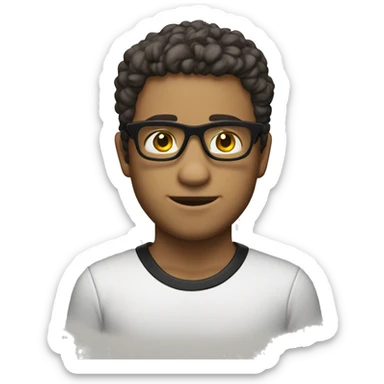 joven gafas piel blanca  con pelo nego sticker