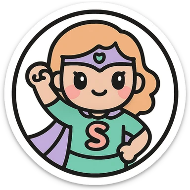 little alchemy style icon
subject: super human
border: medium-black
shape: round, circular
background: white
style: full color fill with medium black outlining sticker