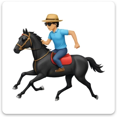 black horse chasing a running man sticker