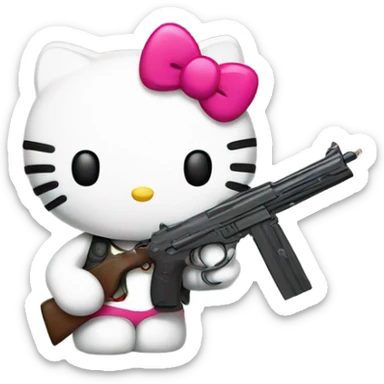 Hello kitty whit a gun  sticker