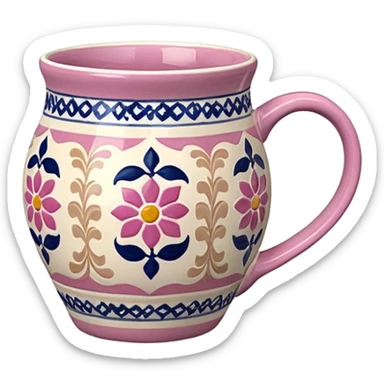 Pink white & beige Talavera mug sticker
