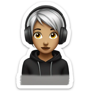 emo girl listening to music sticker