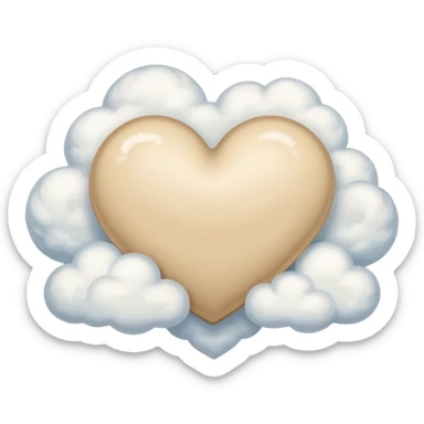 beige heart in the clouds sticker