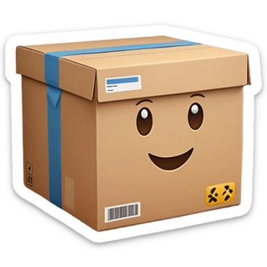 large box in the center of a living room sticker