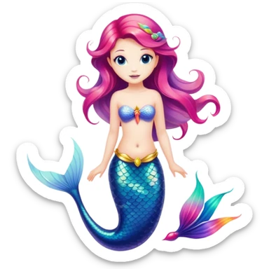 Mermaid fairy colorful tail sticker