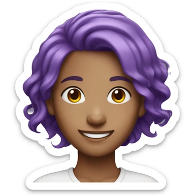 Purple hair girl smiling  sticker