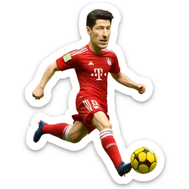 robert lewandowski kicking a football sticker