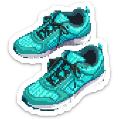 turquoise running shoes, athletic footwear, blue-green sneakers sticker