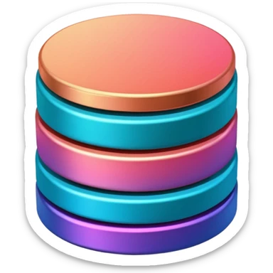 Stack of coins in gradient of turquoise, blue, pink, purple, and coral color sticker
