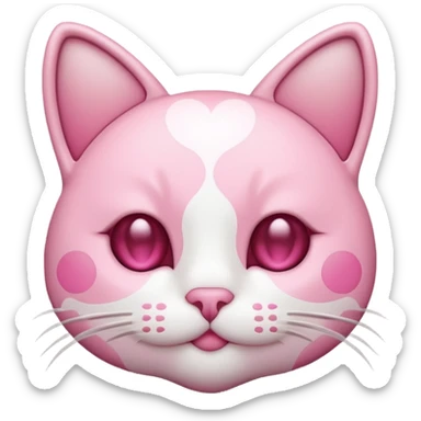 cat emoji formed completely by hearts and circles sticker