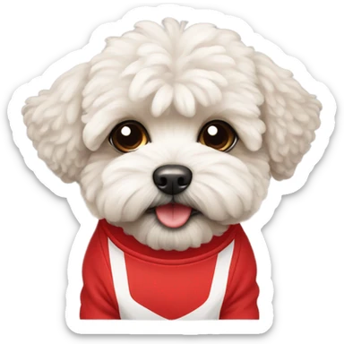 maltipoo with red jersey on sticker