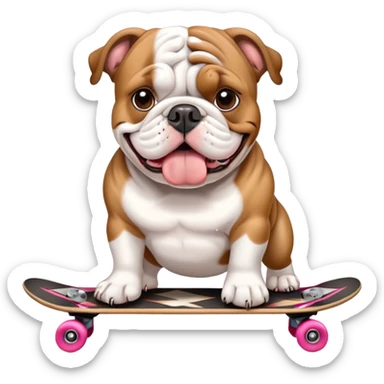 english bull dog on skateboard  sticker