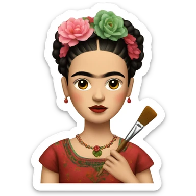 body frida kahlo kid with paintbrush sticker