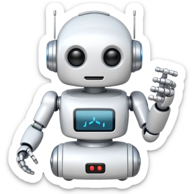 robot cartoon simple kid toy white innocent funny gudget chatGPT round adorable musical sticker