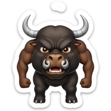 Emoji of an angry black powerful bull with steam coming out of its nose sticker