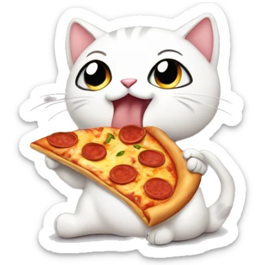 Cute cat eating pizza sticker