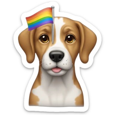 dog with flag LGBT sticker