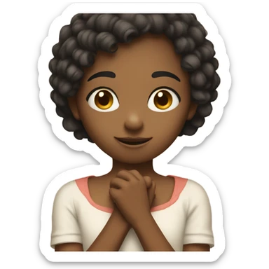 Girl holding hand up showing small space between her fingers  sticker