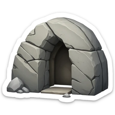 A boulder sealing the entrance to a tomb sticker