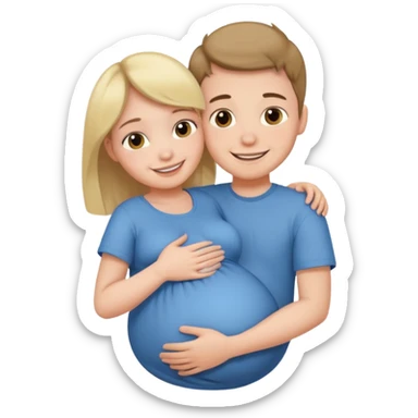 Make a pregnant boy being hugged by a girl sticker