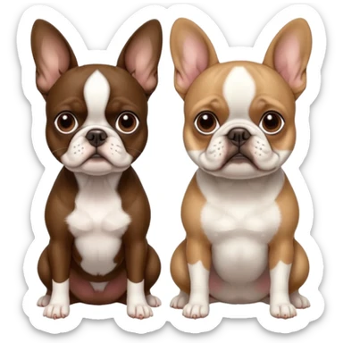 Skinny brown Boston terrier and pure white French bulldog sticker