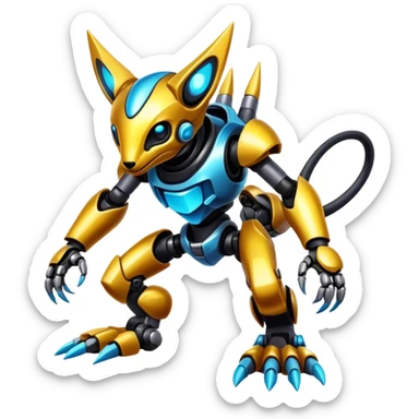 Shiny Epic Edgy Cool Colorful Vibrant Modern Vernid-Protogen-creature-animal, full body sticker