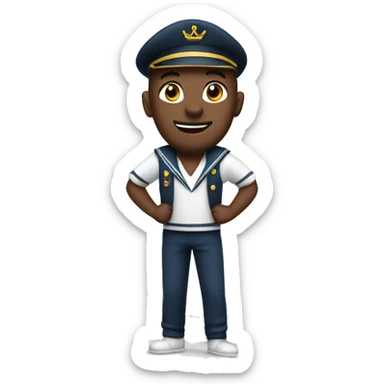 a sailor stands on a yacht sticker