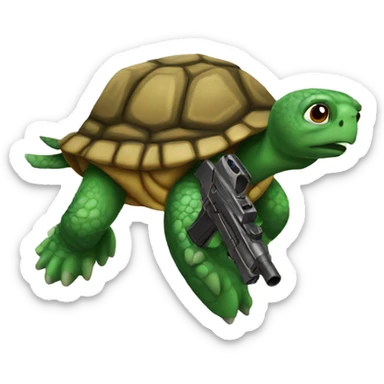 Turtle with gun sticker