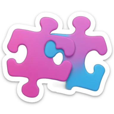2 puzzle pieces in blue and pink colors sticker