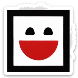 a black and red rectangle with a medium-sized yellow circle in the middle sticker