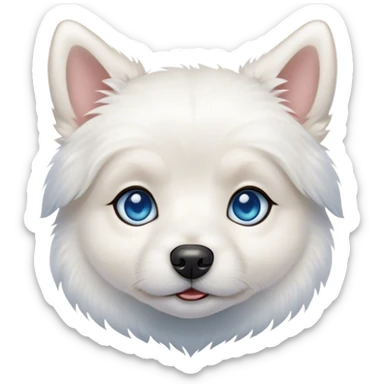 Blue eyed small white dog  sticker