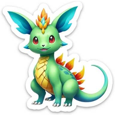 Elemental magical colorful exotic animesque Pokémon-Fakémon-animal-creature sticker